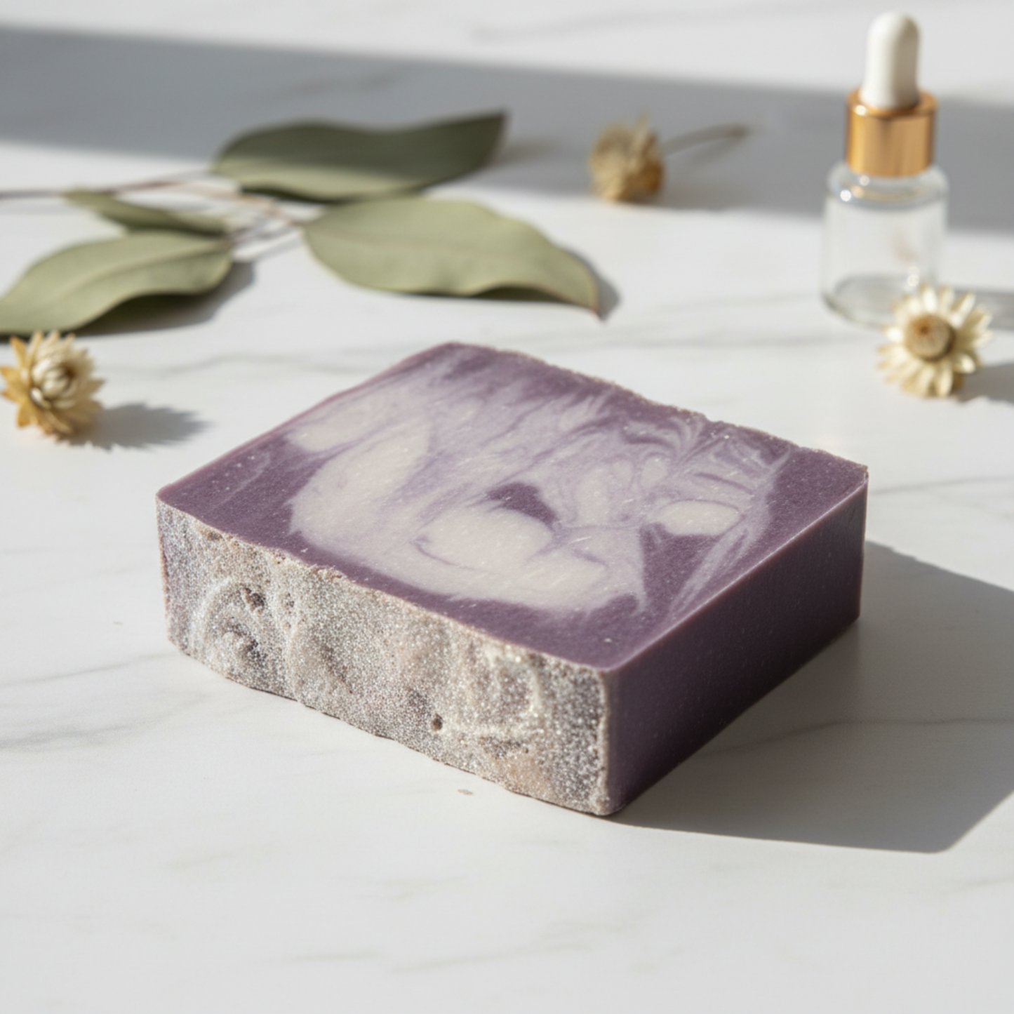 Handmade fruity soap bar labeled Sugar Rush with citrus, sweet fruit, and vanilla scent