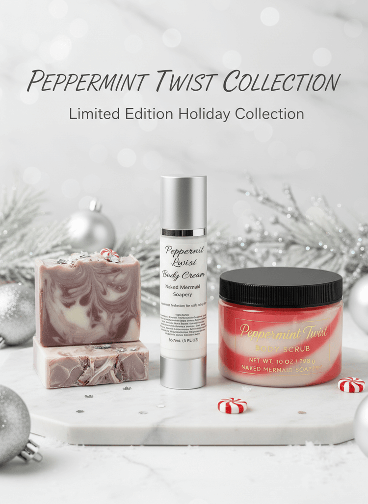 Peppermint Twist Collection - Handcrafted Soaps, Body Creams, Scrubs & Bath Bombs with Refreshing Mint Vanilla Scent