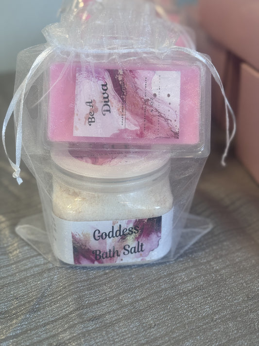 Goddess bath salt and Diva wax melt gift set