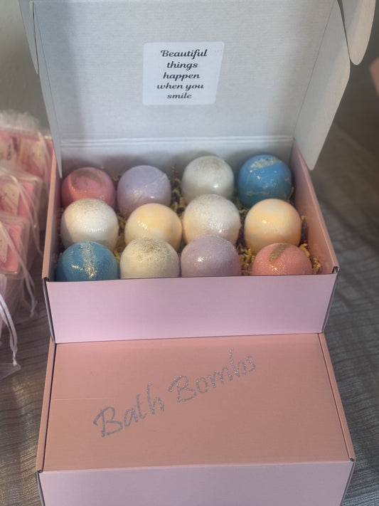 a luxury gift box of bath bombs 