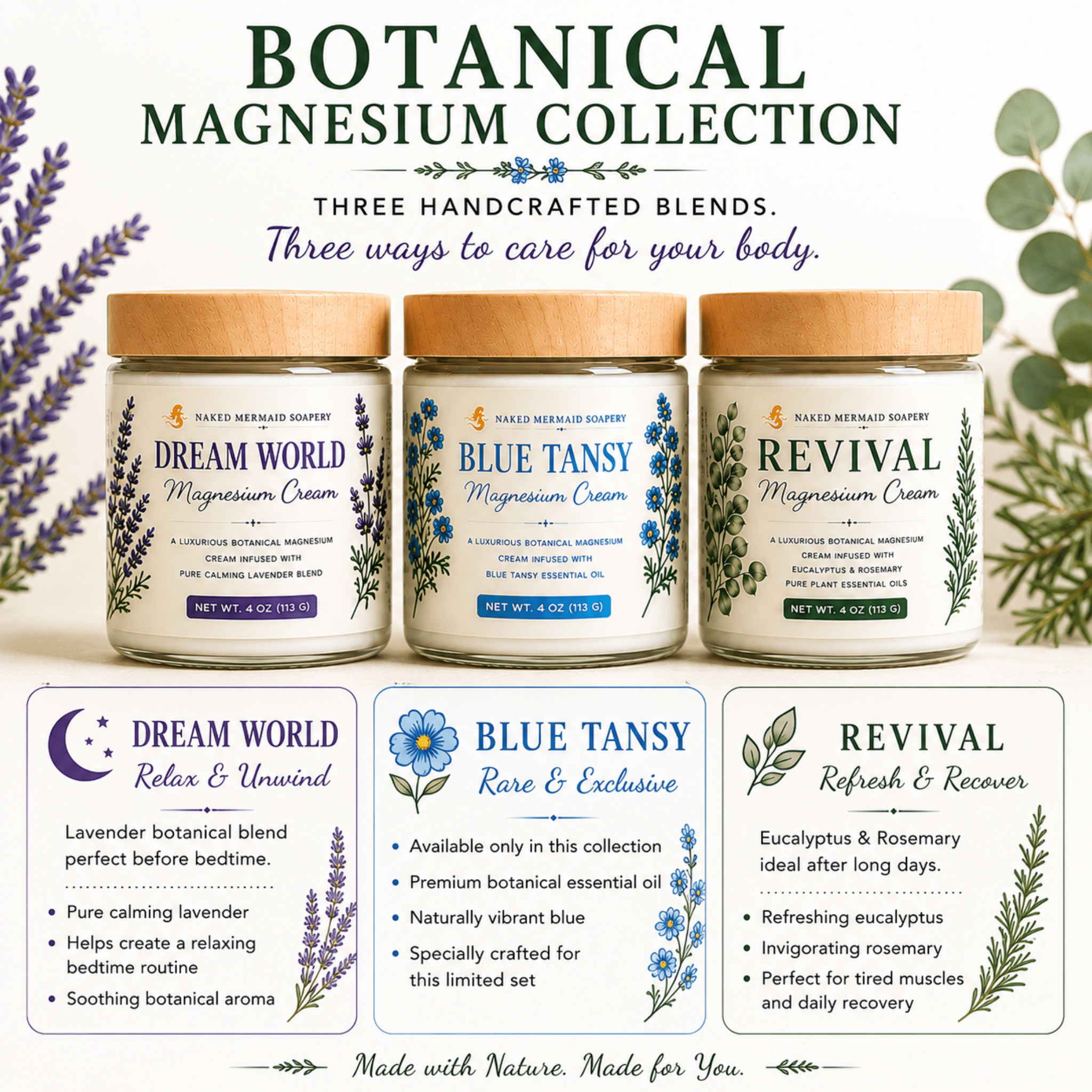 Botanical Magnesium Discovery Collection - Naked Mermaid Soapery - Gift Set