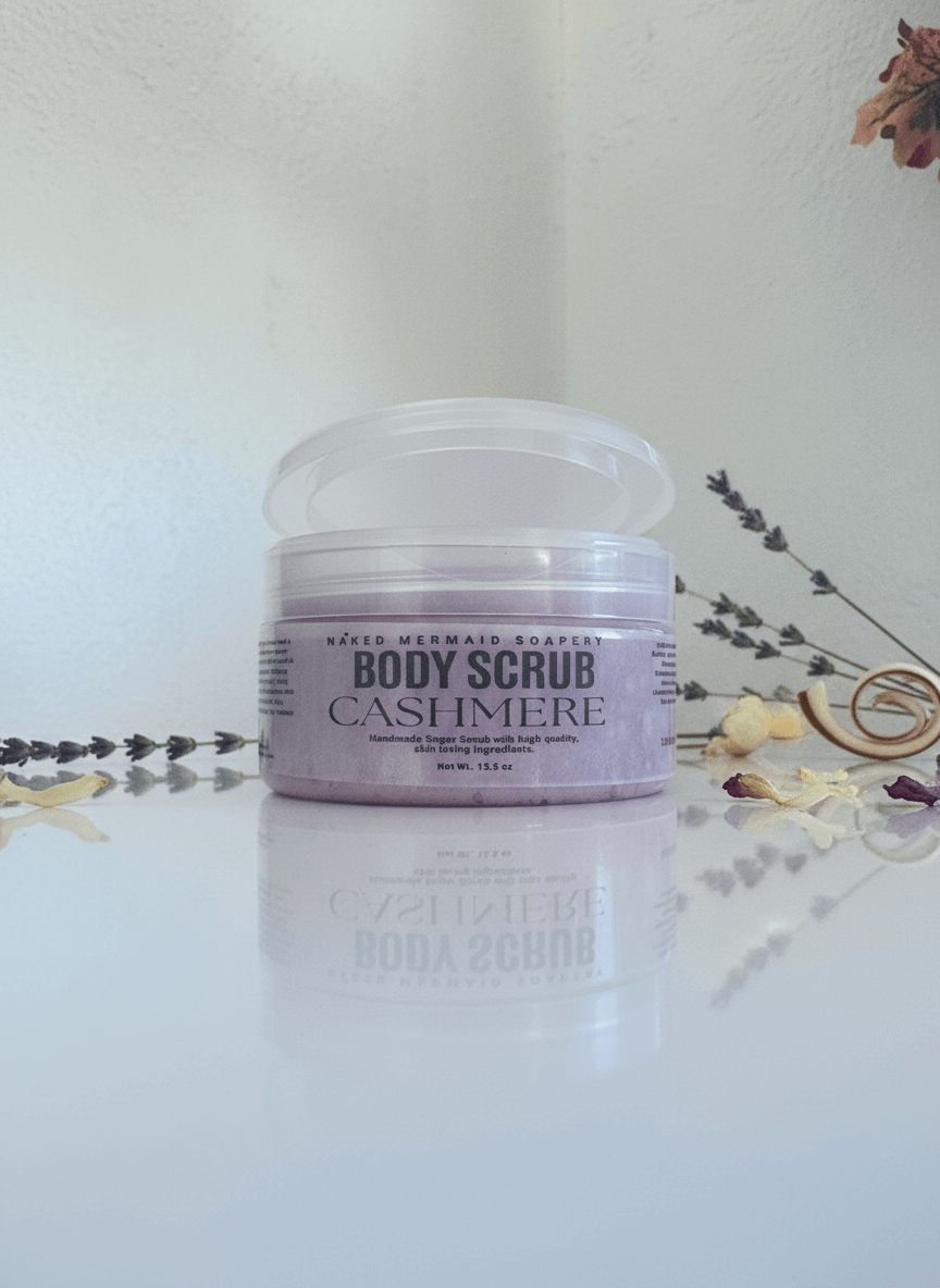 Cashmere Body Scrub - Handmade Sugar Scrub with Skin Loving Ingredients in 13.5 oz Jar"