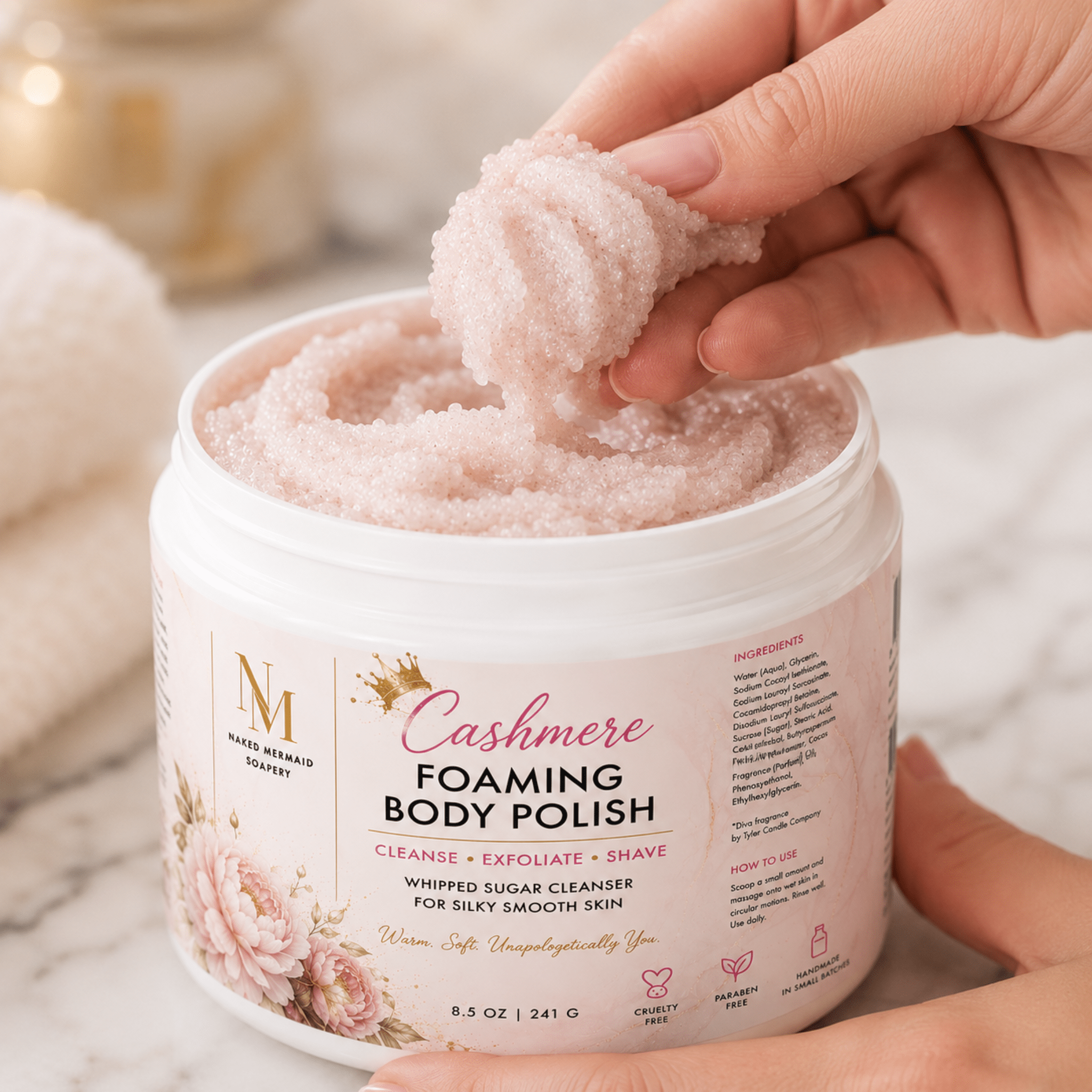 Cashmere Foaming Body Polish - Naked Mermaid Soapery - Foaming Body Polish