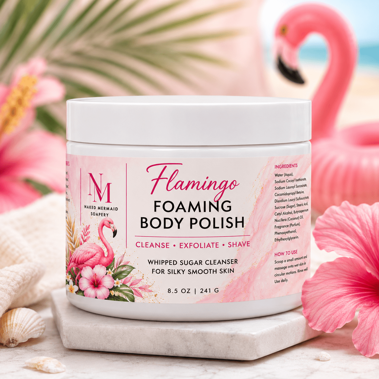 Flamingo Foaming Body Polish - Naked Mermaid Soapery - Foaming Body Polish
