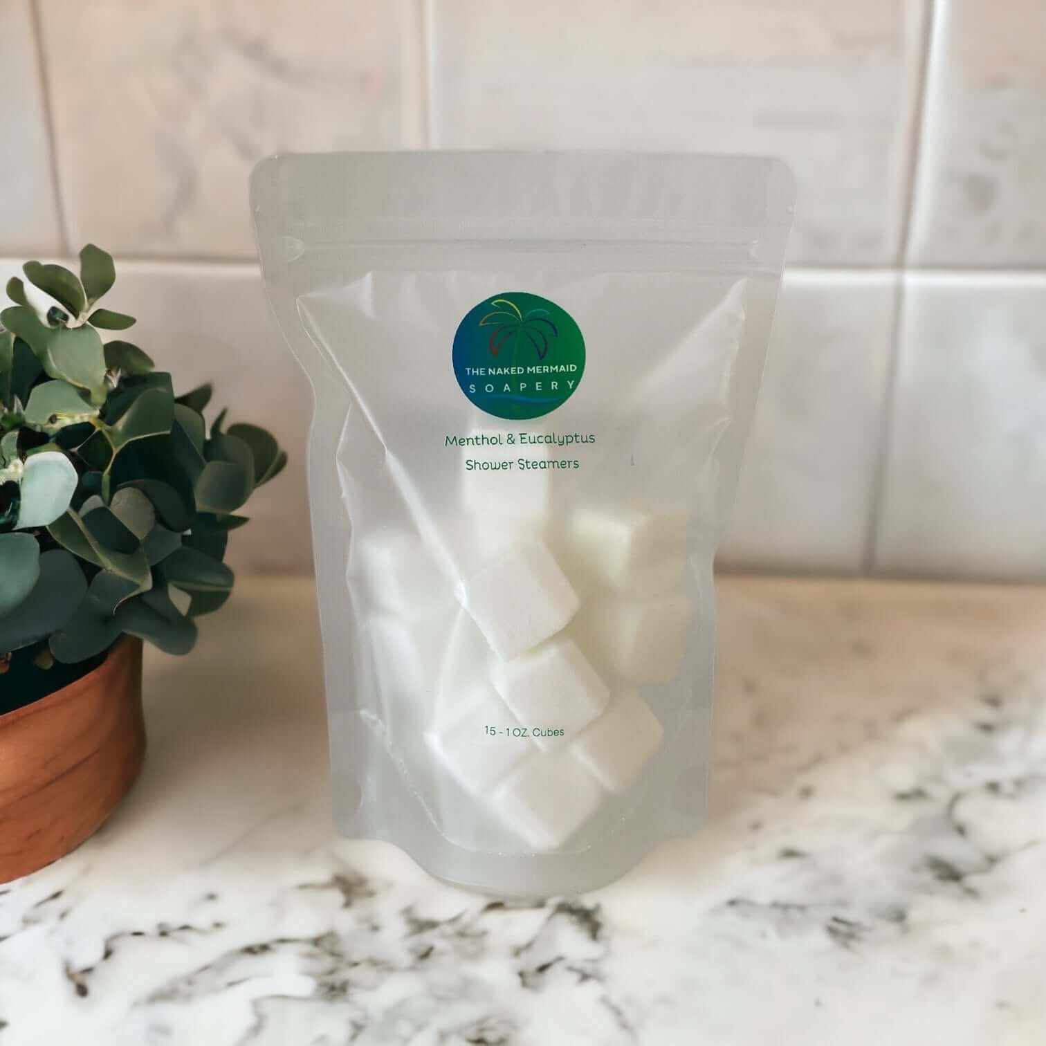 Menthol Eucalyptus Shower Steamers - Sinus Relief (12pk) - Naked Mermaid Soapery - Shower Steamers