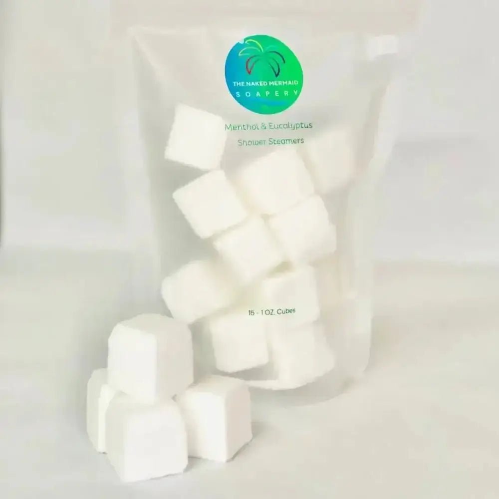 Menthol Eucalyptus Shower Steamers - Sinus Relief (12pk) - Naked Mermaid Soapery - Shower Steamers