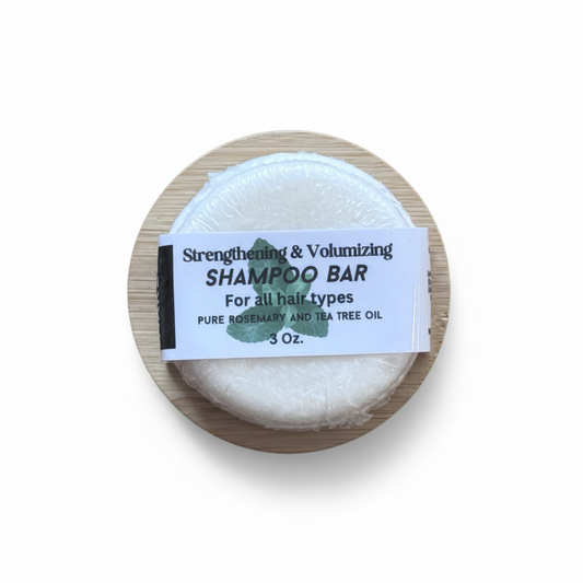 3 oz Shampoo Bar infused with rosemary and tea tree.  For all hair types