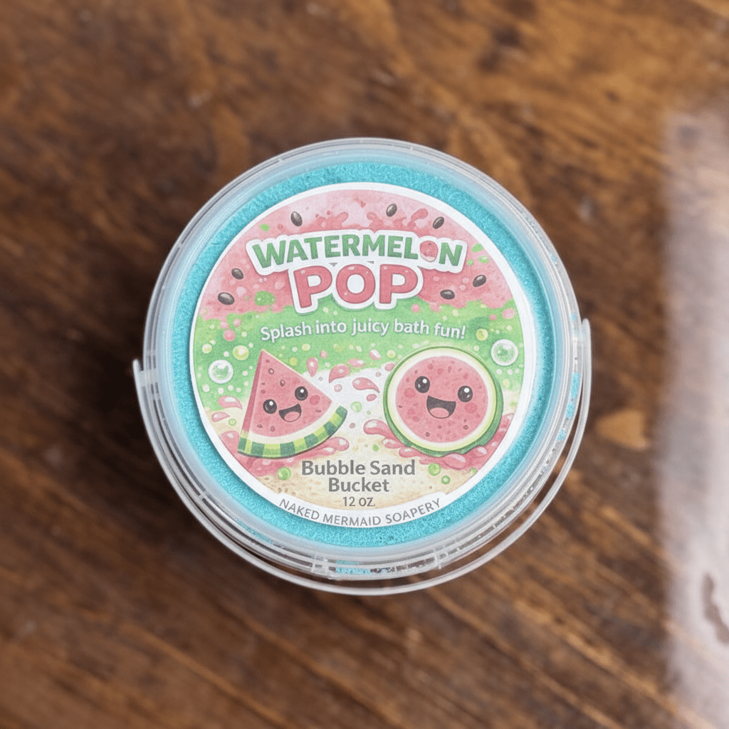 Watermelon Pop Bubble Sand Bucket - Naked Mermaid Soapery - Kids Bath